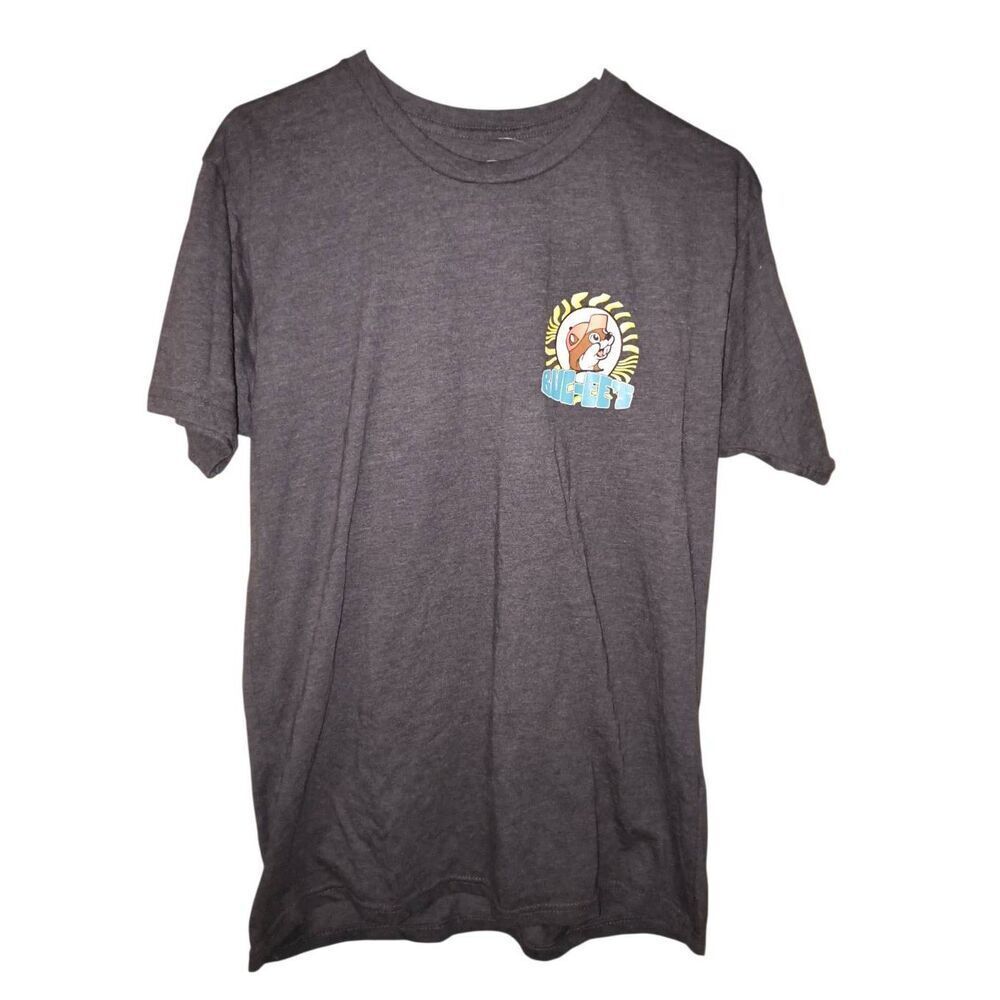 Buc-ees Adult T-Shirt Size L Gray  Short Sleeve Beaver Jeep Graphic Print NWOT